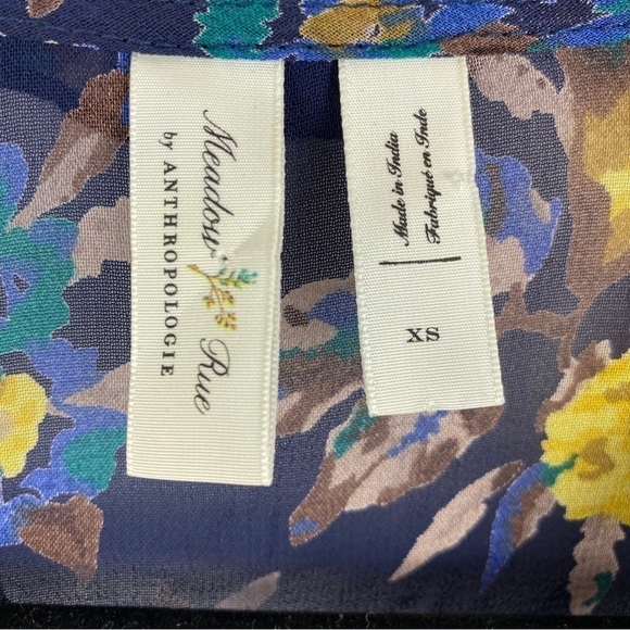 ANTHROPOLOGIE Meadow Rue Strasser Floral Print Embellished Long Sleeve Blouse XS - Picture 6 of 15